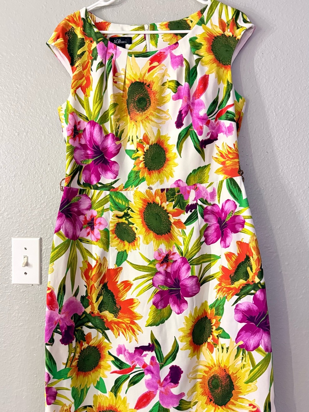 AGB Girls Sunflower & Pink Floral Summer Dress